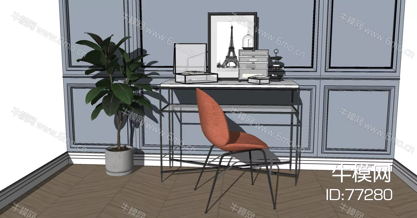 NORDIC DRESSING TABLE - SKETCHUP 3D MODEL - ENSCAPE - 77280