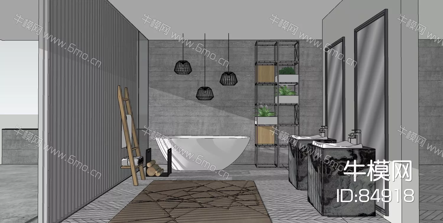 NORDIC KITCHEN - BATHROOM DECOR - SKETCHUP 3D MODEL - ENSCAPE - 84918