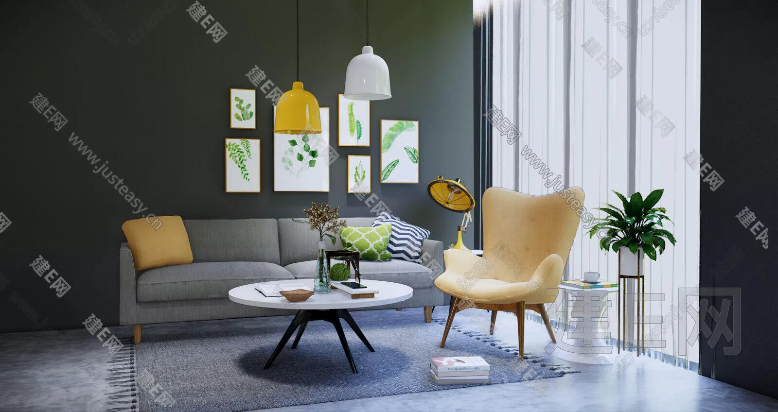 NORDIC LIVING ROOM - SKETCHUP 3D SCENE - ENSCAPE - 105660685