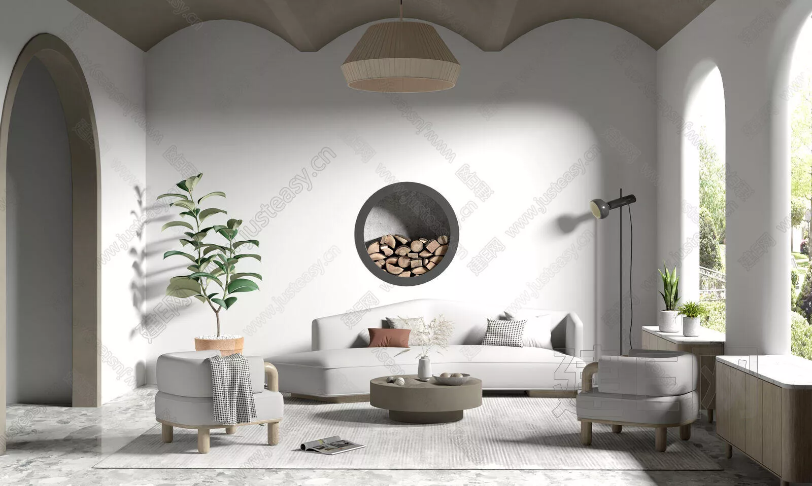 NORDIC LIVING ROOM - SKETCHUP 3D SCENE - VRAY - 113001904