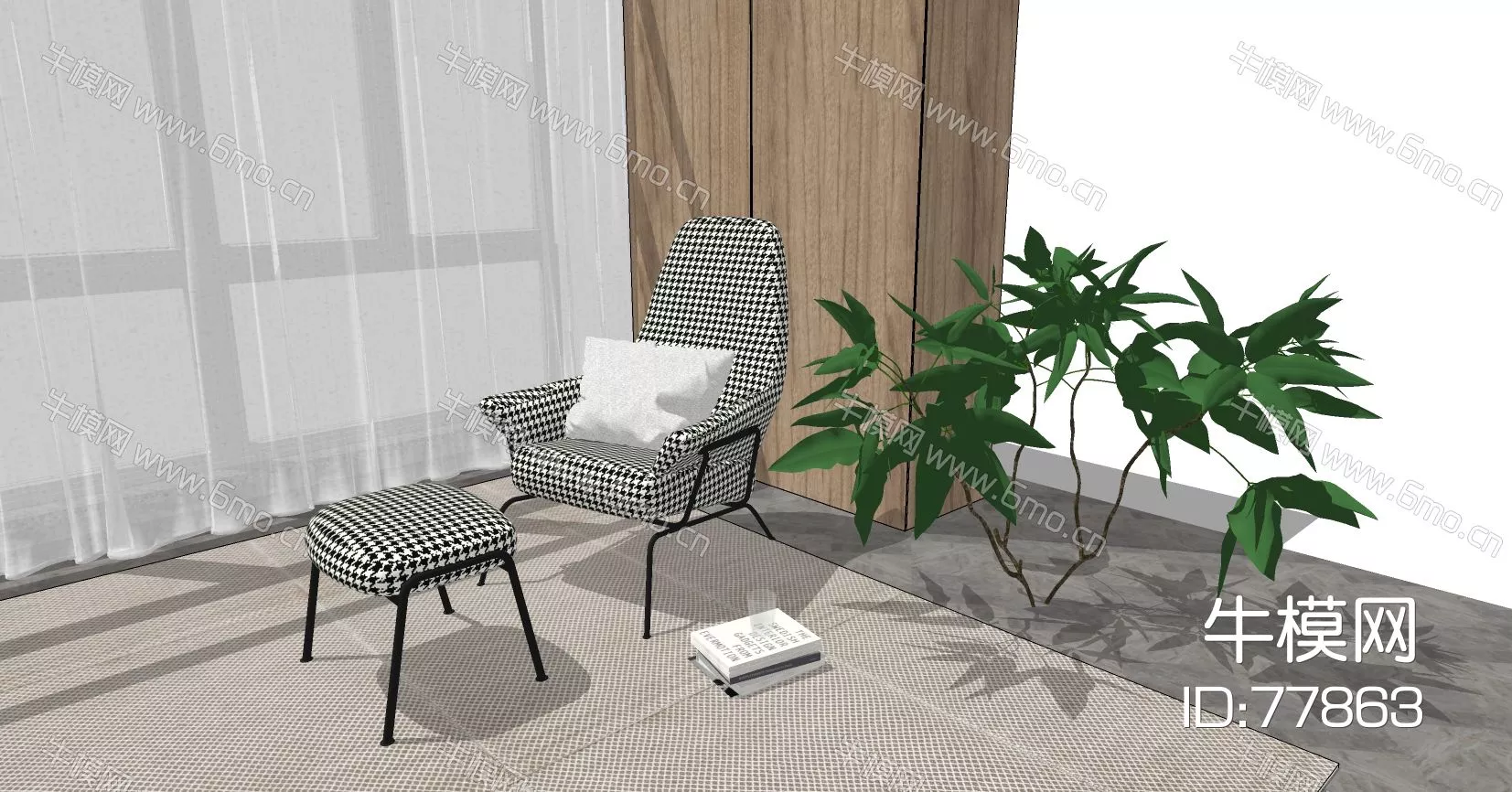 NORDIC LOUNGLE CHAIR - SKETCHUP 3D MODEL - ENSCAPE - 77863