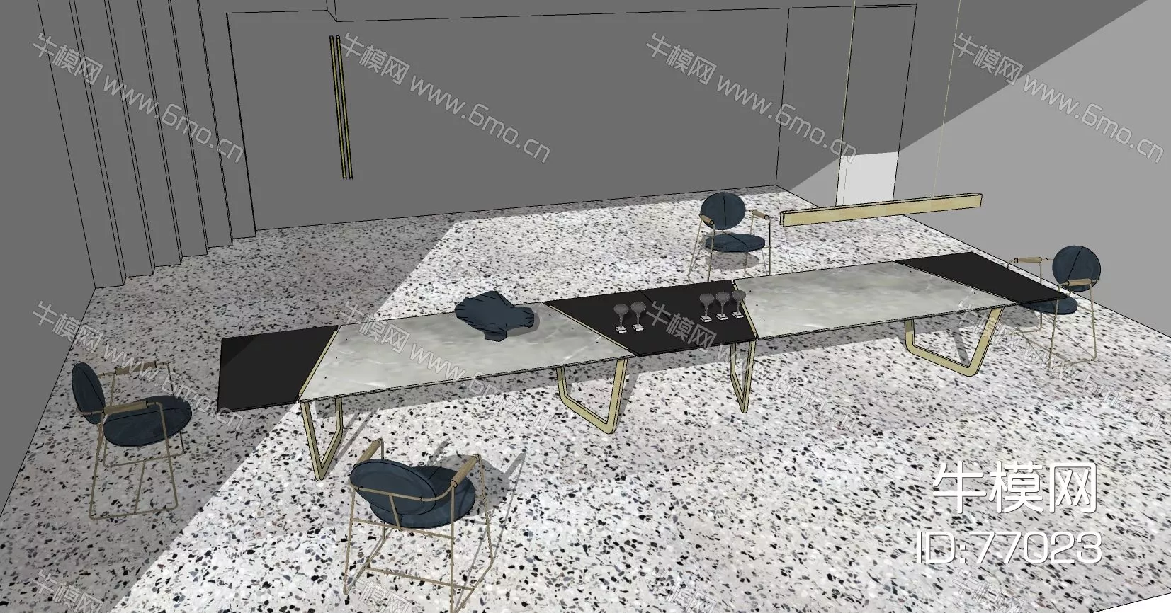 NORDIC OFFICE TABLE SET - SKETCHUP 3D MODEL - ENSCAPE - 77023