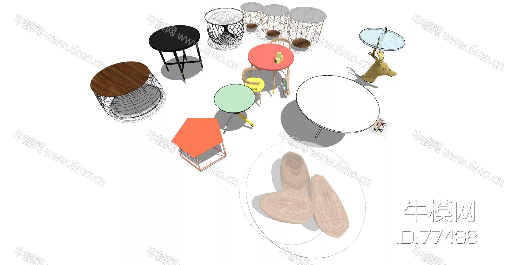 NORDIC SIDE TABLE - SKETCHUP 3D MODEL - ENSCAPE - 77438