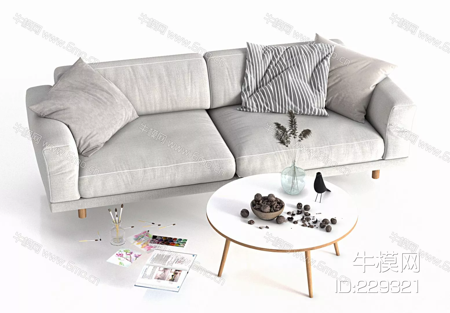 NORDIC SOFA - SKETCHUP 3D MODEL - VRAY - 229321