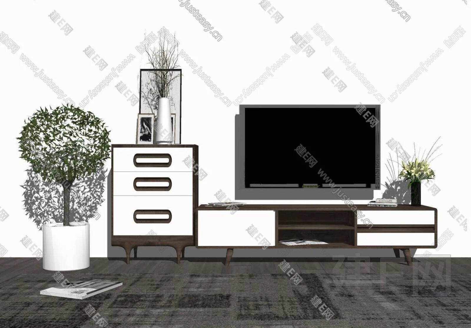 NORDIC TV CABINET - SKETCHUP 3D MODEL - ENSCAPE - 112607499