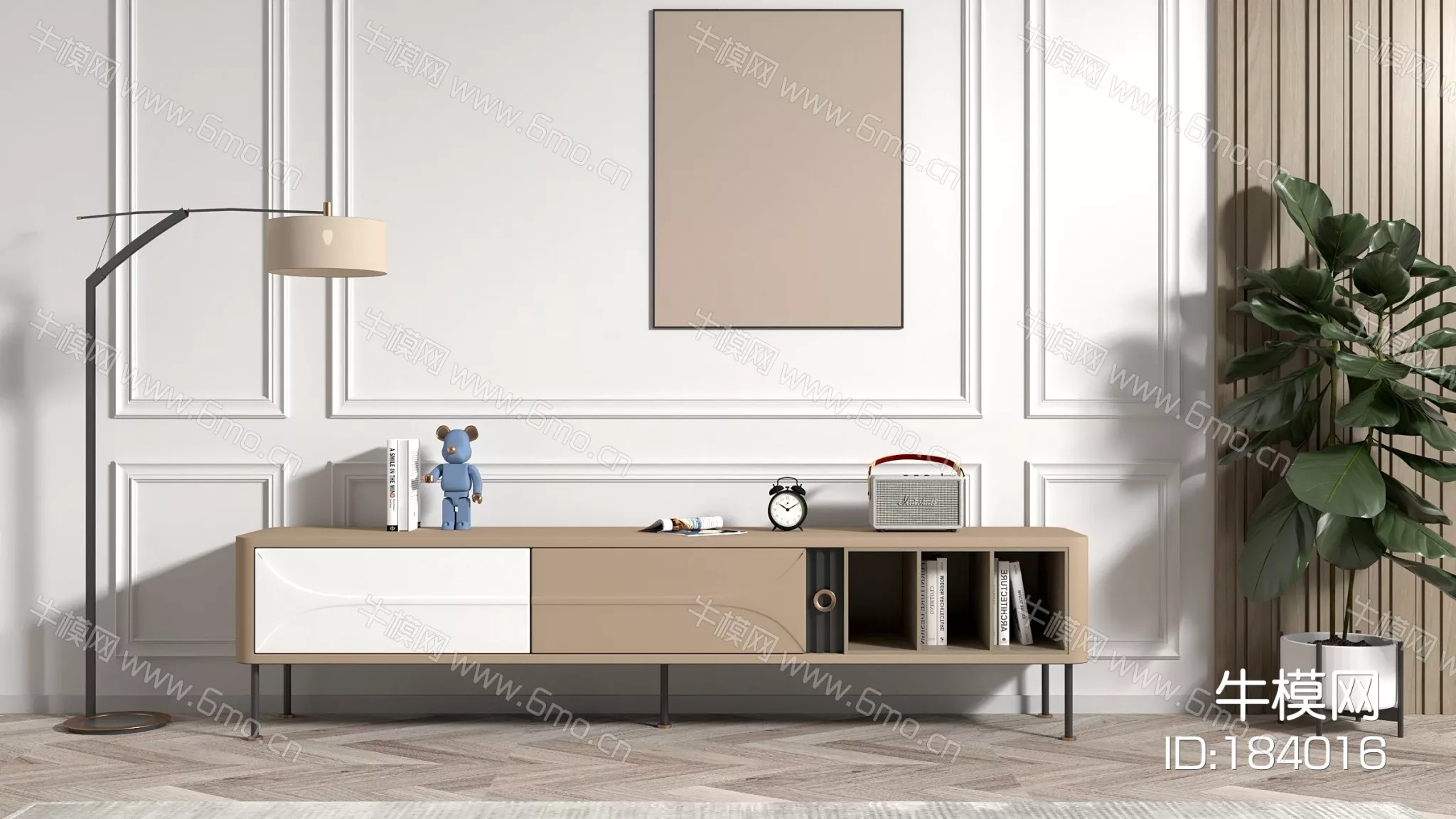 NORDIC TV CABINET - SKETCHUP 3D MODEL - VRAY - 184016