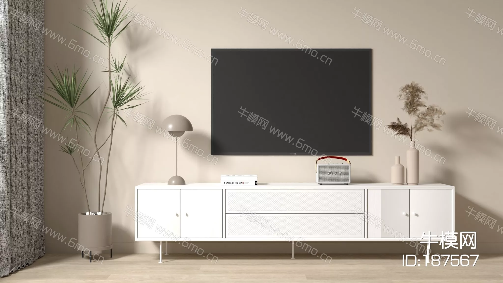 NORDIC TV CABINET - SKETCHUP 3D MODEL - VRAY - 187567