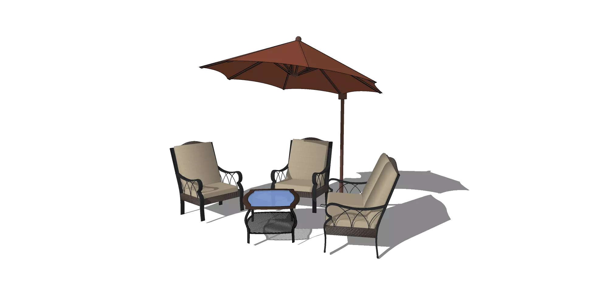 OUTDOOR EXTERIOR TABLE SETS - SKETCHUP 3D MODEL - VRAY OR ENSCAPE - ID17382