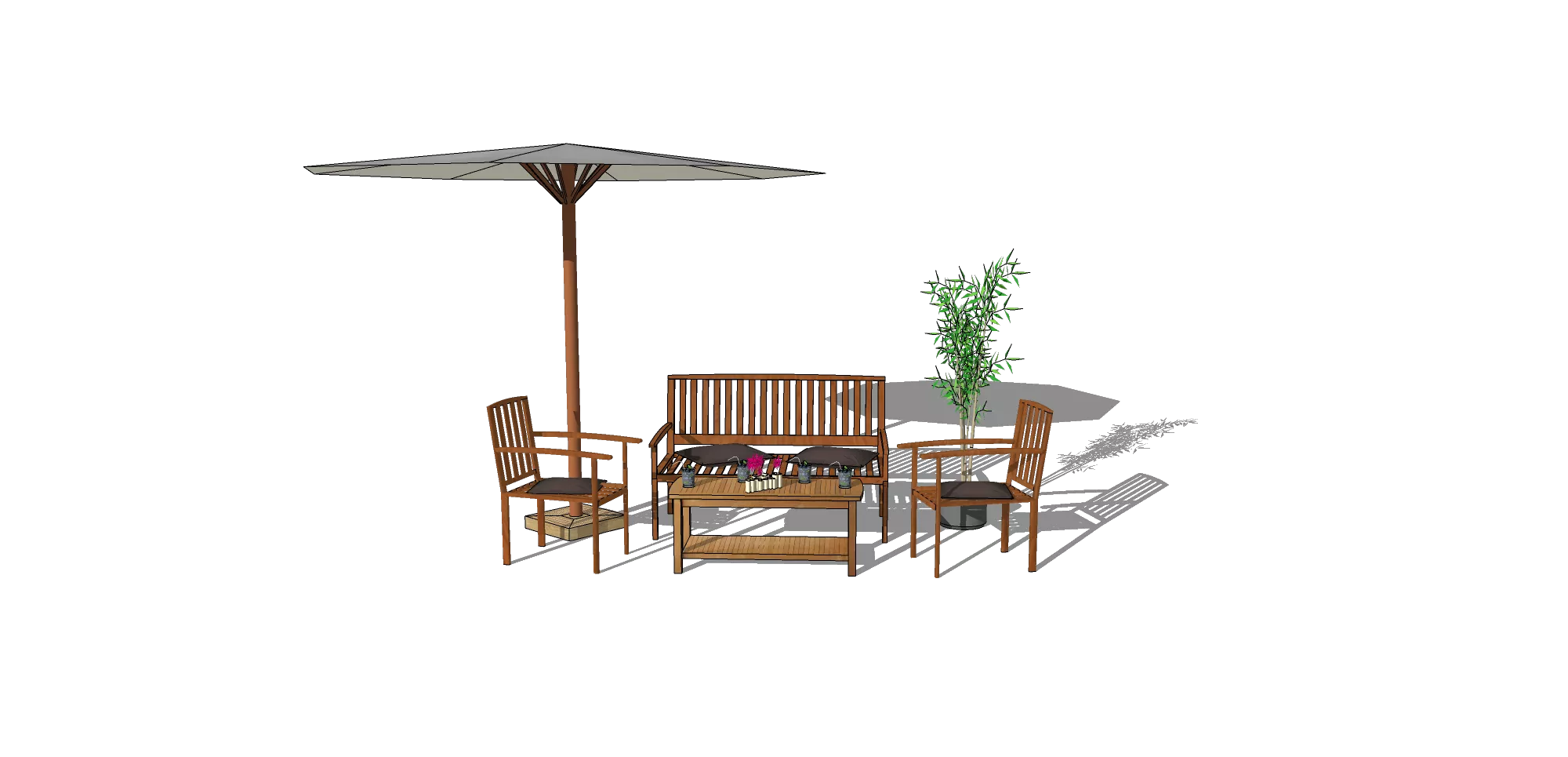 OUTDOOR EXTERIOR TABLE SETS - SKETCHUP 3D MODEL - VRAY OR ENSCAPE - ID17392