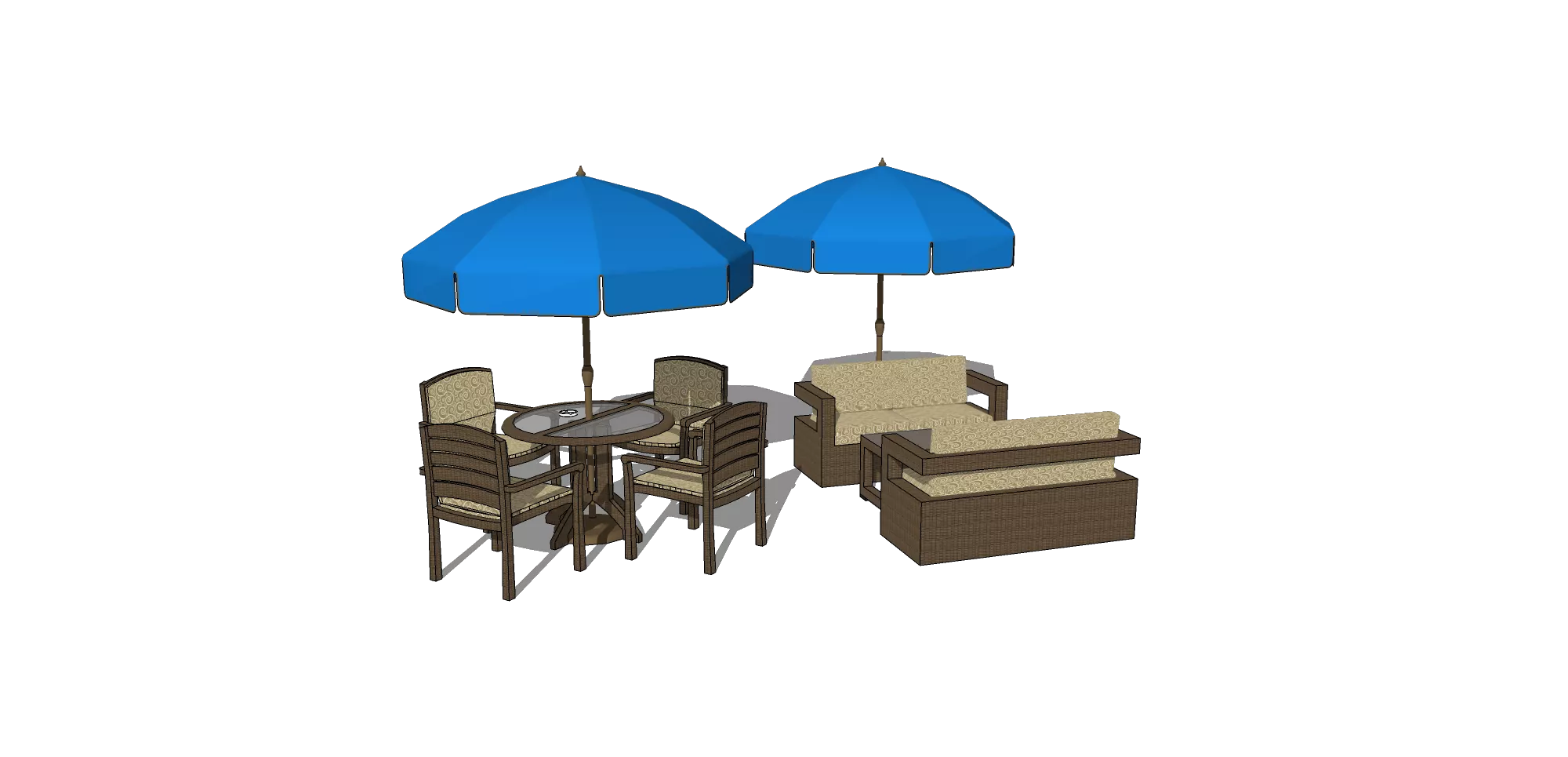 OUTDOOR EXTERIOR TABLE SETS - SKETCHUP 3D MODEL - VRAY OR ENSCAPE - ID17395