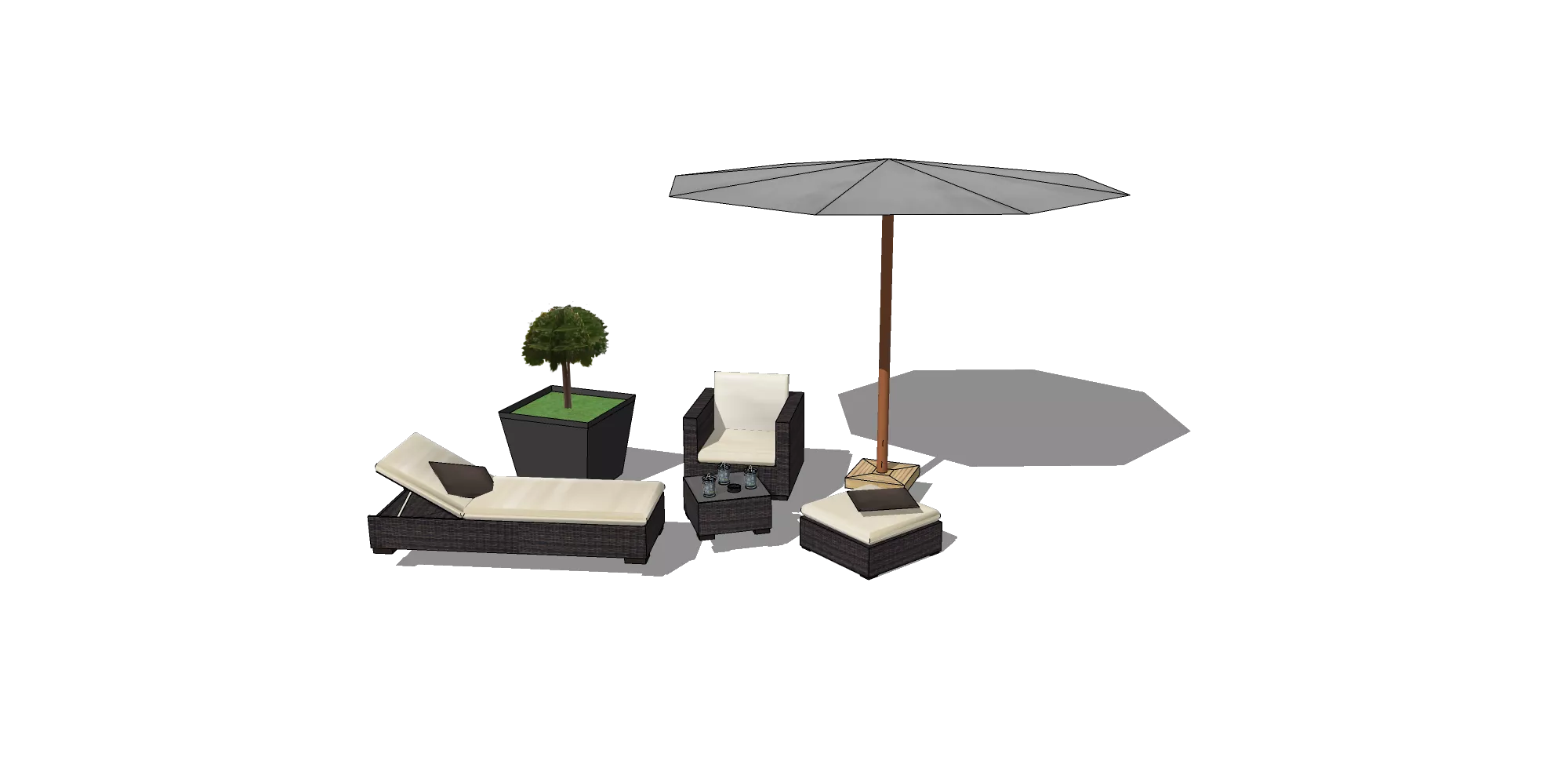 OUTDOOR EXTERIOR TABLE SETS - SKETCHUP 3D MODEL - VRAY OR ENSCAPE - ID17407