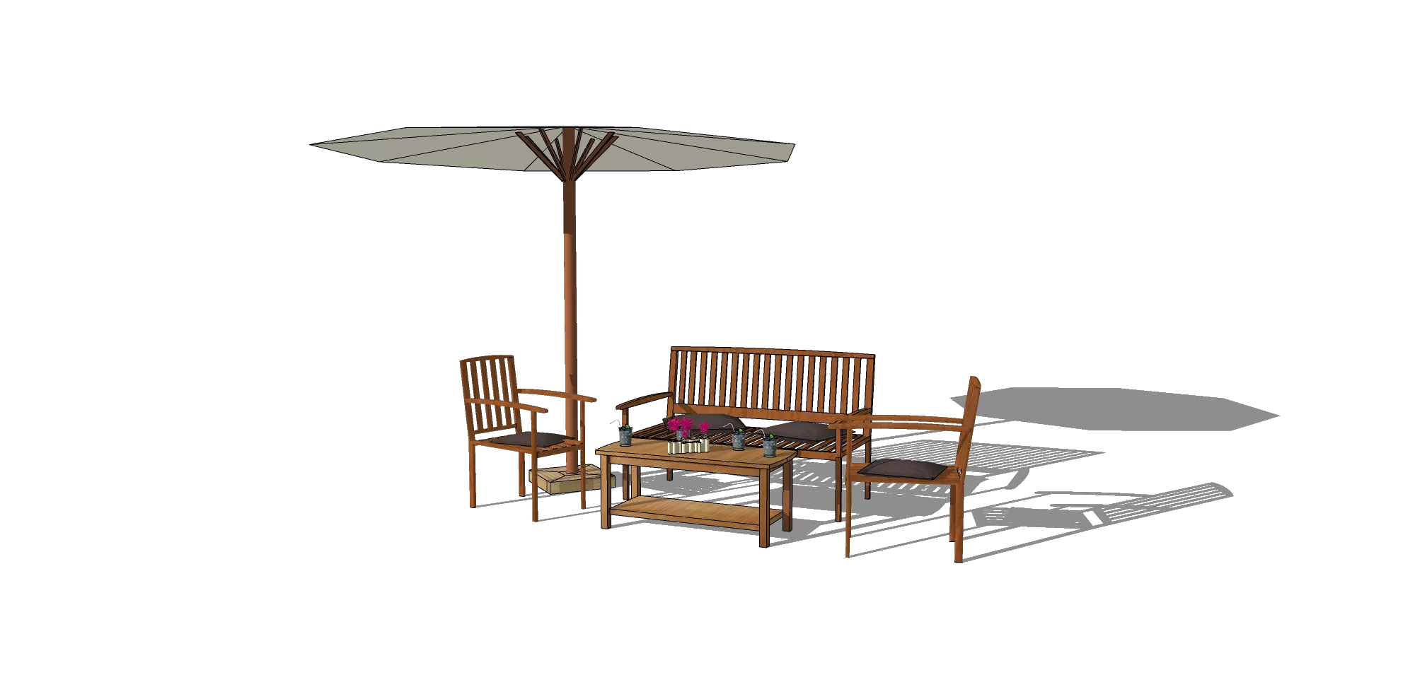 OUTDOOR EXTERIOR TABLE SETS - SKETCHUP 3D MODEL - VRAY OR ENSCAPE - ID17423