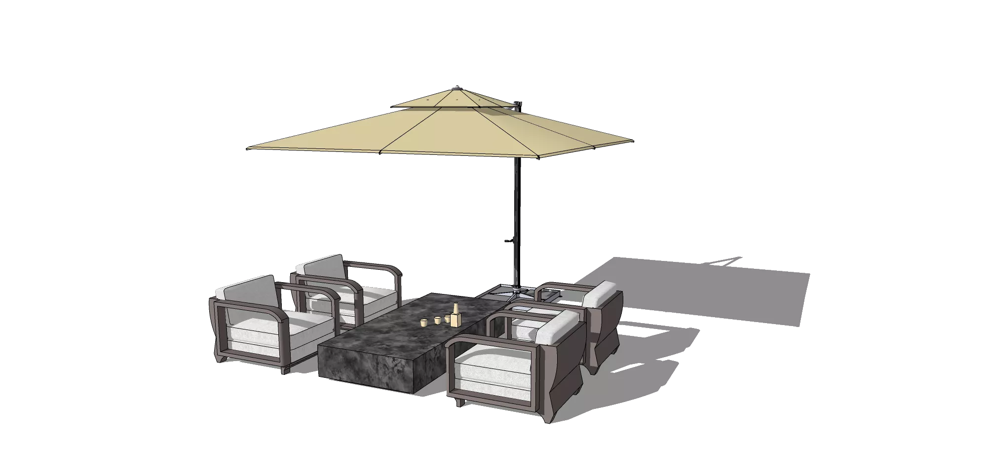 OUTDOOR EXTERIOR TABLE SETS - SKETCHUP 3D MODEL - VRAY OR ENSCAPE - ID17439