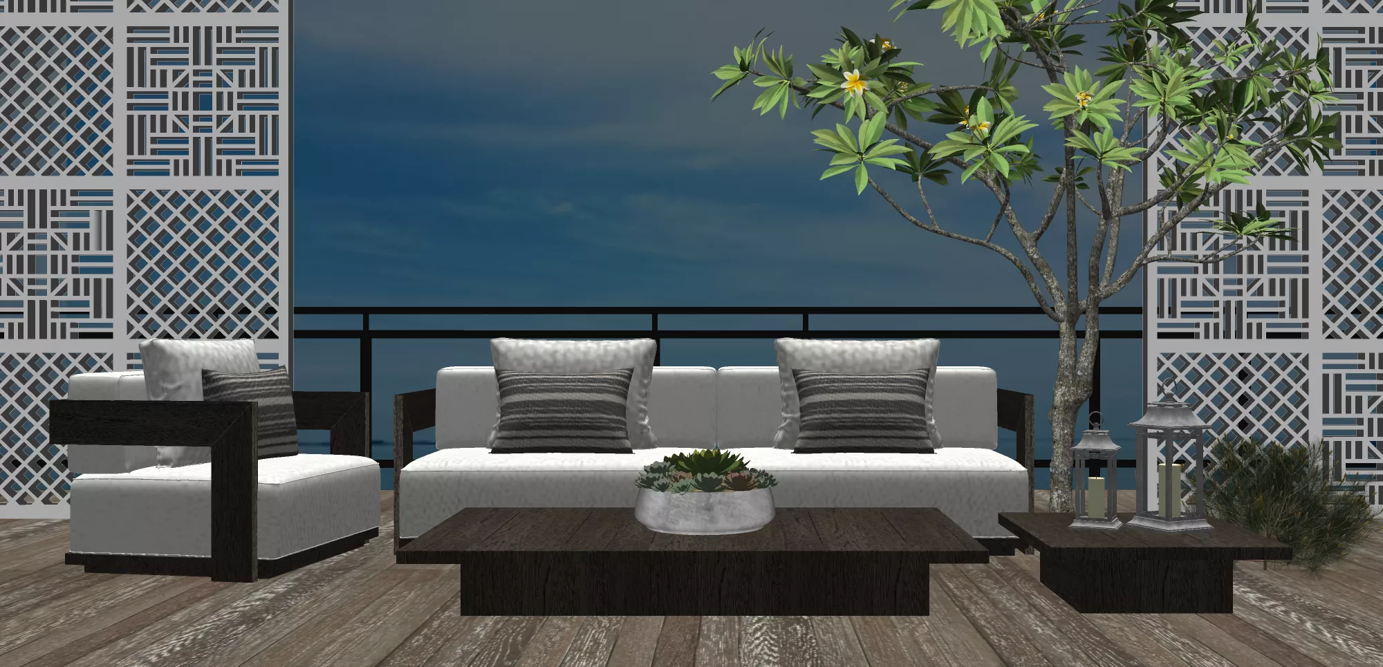 OUTDOOR EXTERIOR TABLE SETS - SKETCHUP 3D MODEL - VRAY OR ENSCAPE - ID17465