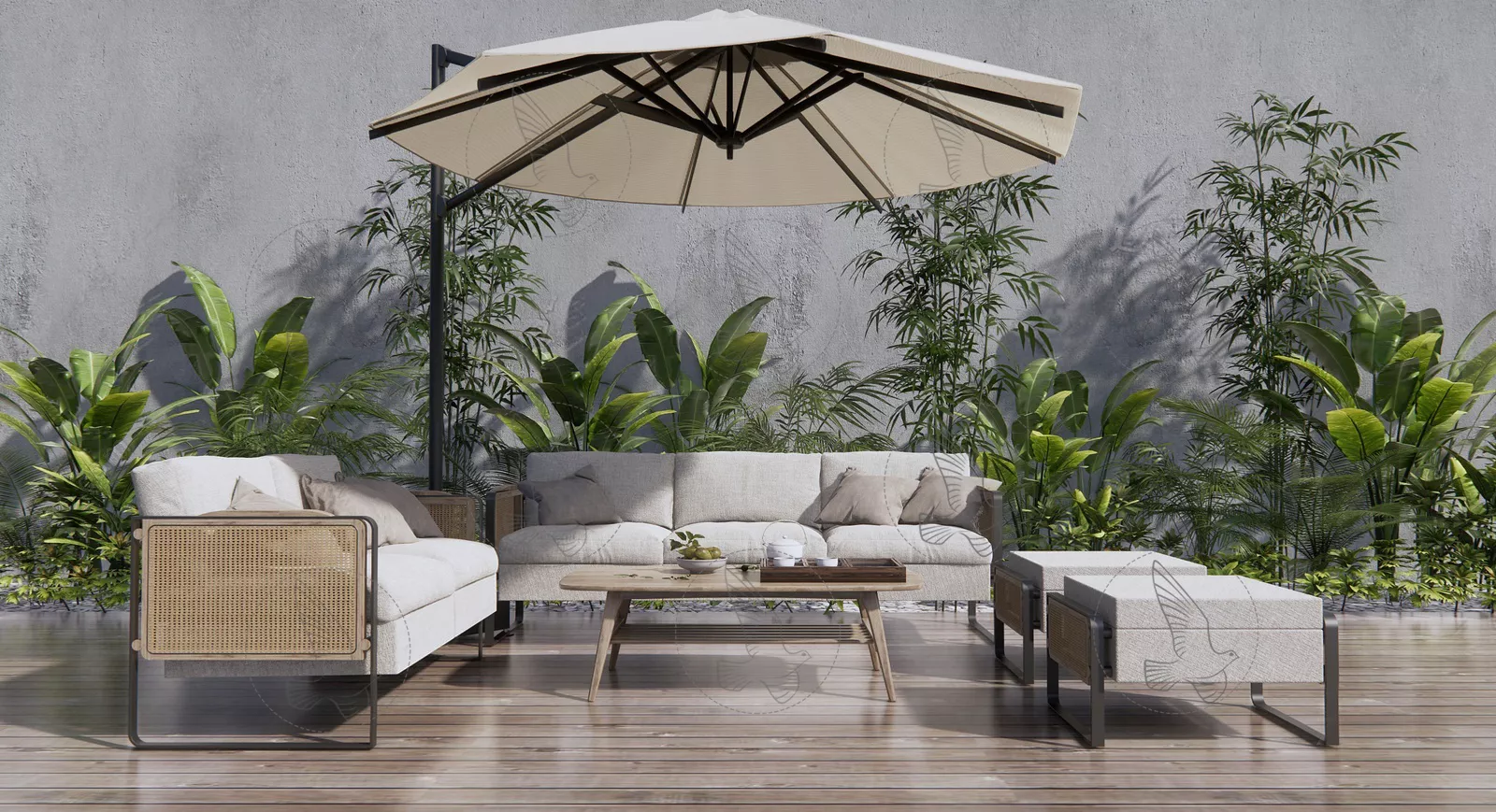 OUTDOOR EXTERIOR TABLE SETS - SKETCHUP 3D MODEL - VRAY OR ENSCAPE - ID17467