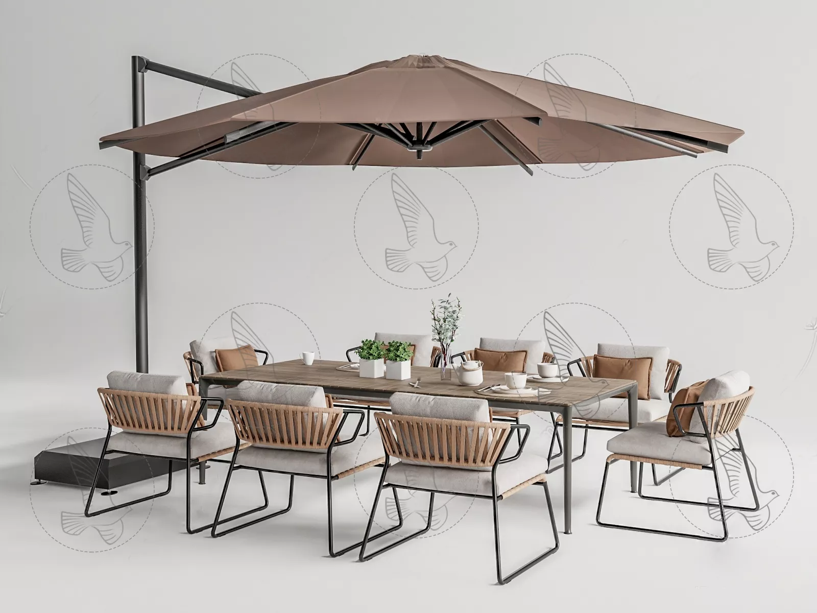 OUTDOOR EXTERIOR TABLE SETS - SKETCHUP 3D MODEL - VRAY OR ENSCAPE - ID17469