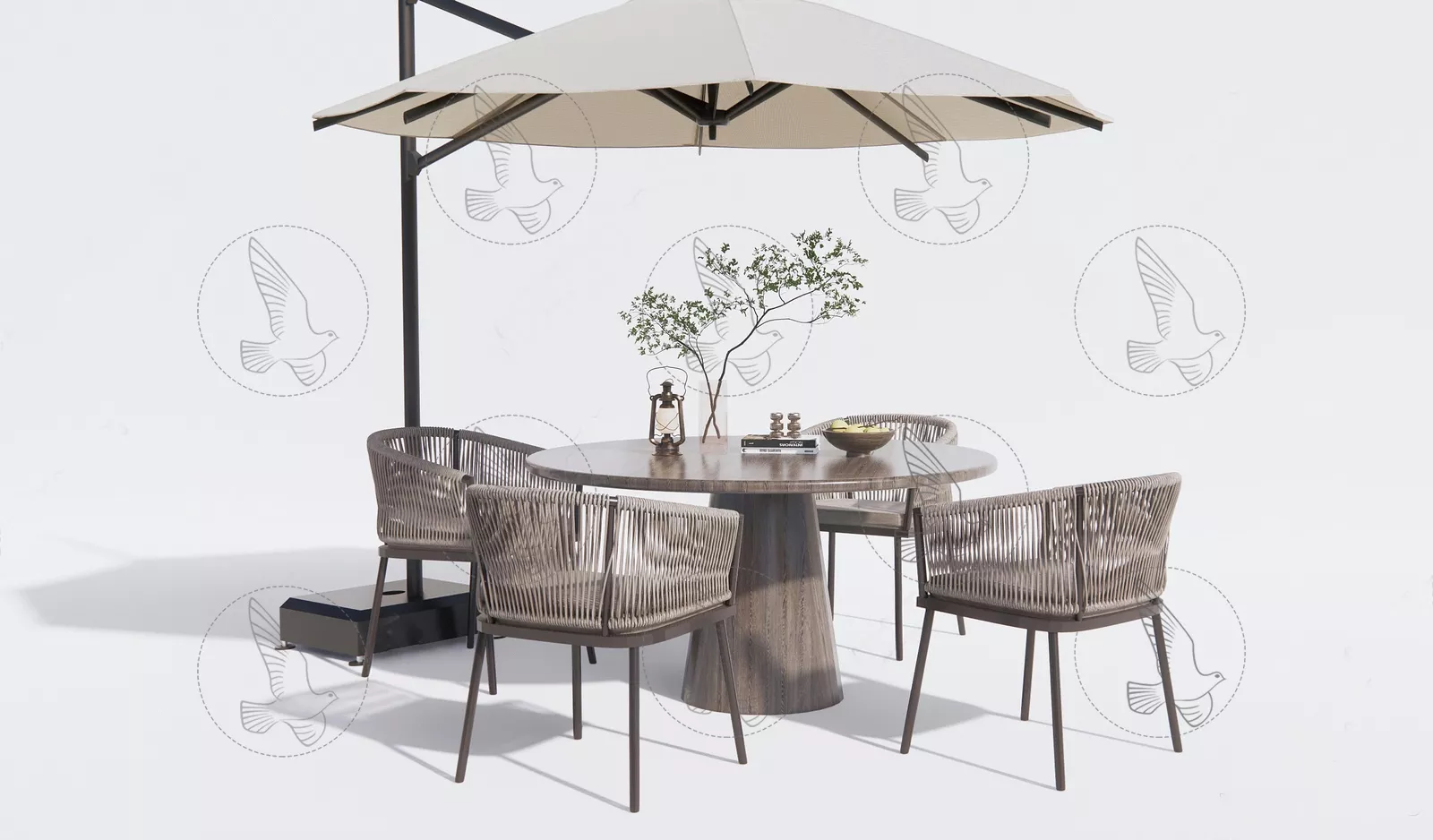 OUTDOOR EXTERIOR TABLE SETS - SKETCHUP 3D MODEL - VRAY OR ENSCAPE - ID17472