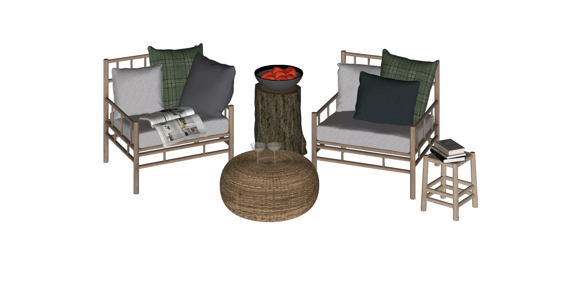 OUTDOOR EXTERIOR TABLE SETS - SKETCHUP 3D MODEL - VRAY OR ENSCAPE - ID17479