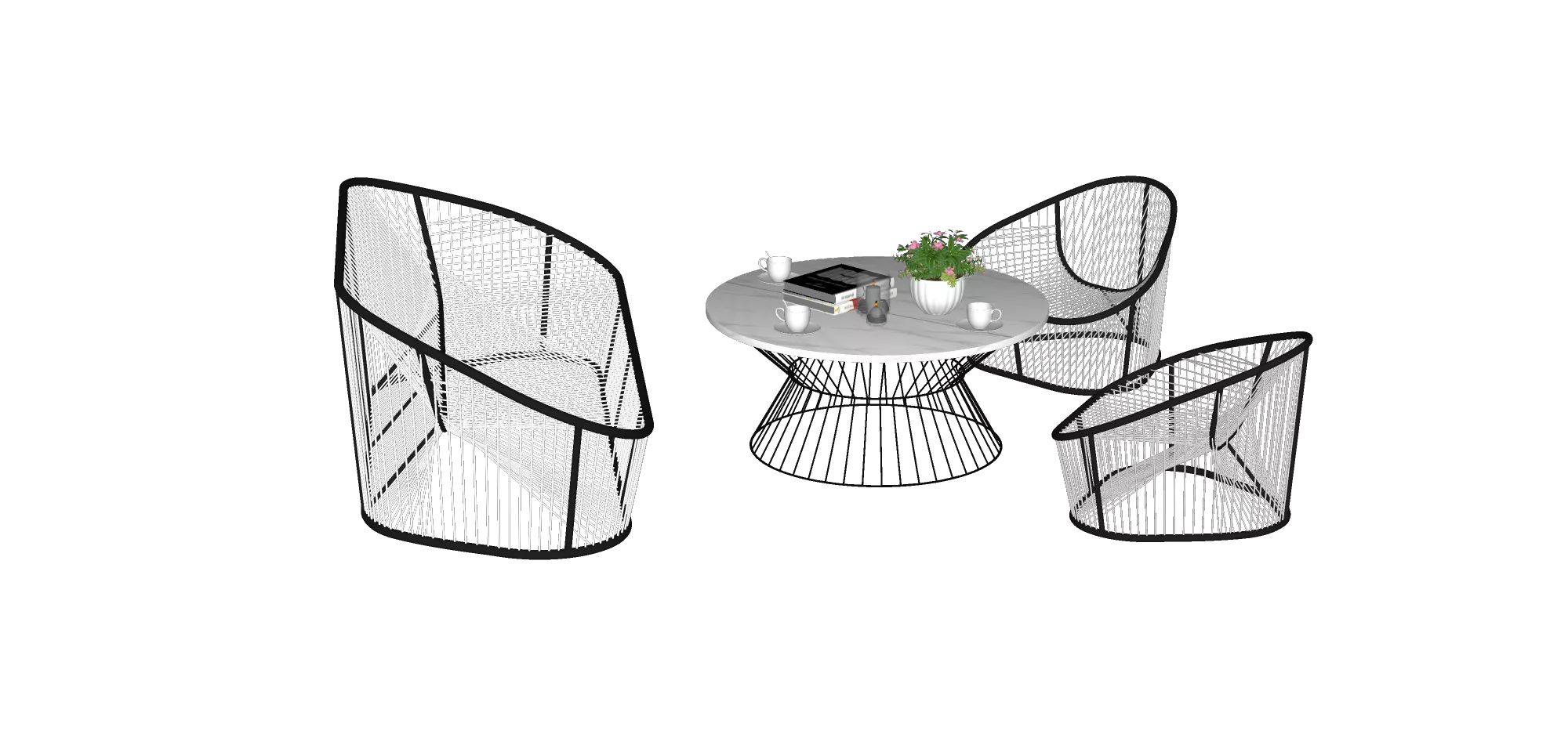 OUTDOOR EXTERIOR TABLE SETS - SKETCHUP 3D MODEL - VRAY OR ENSCAPE - ID17483