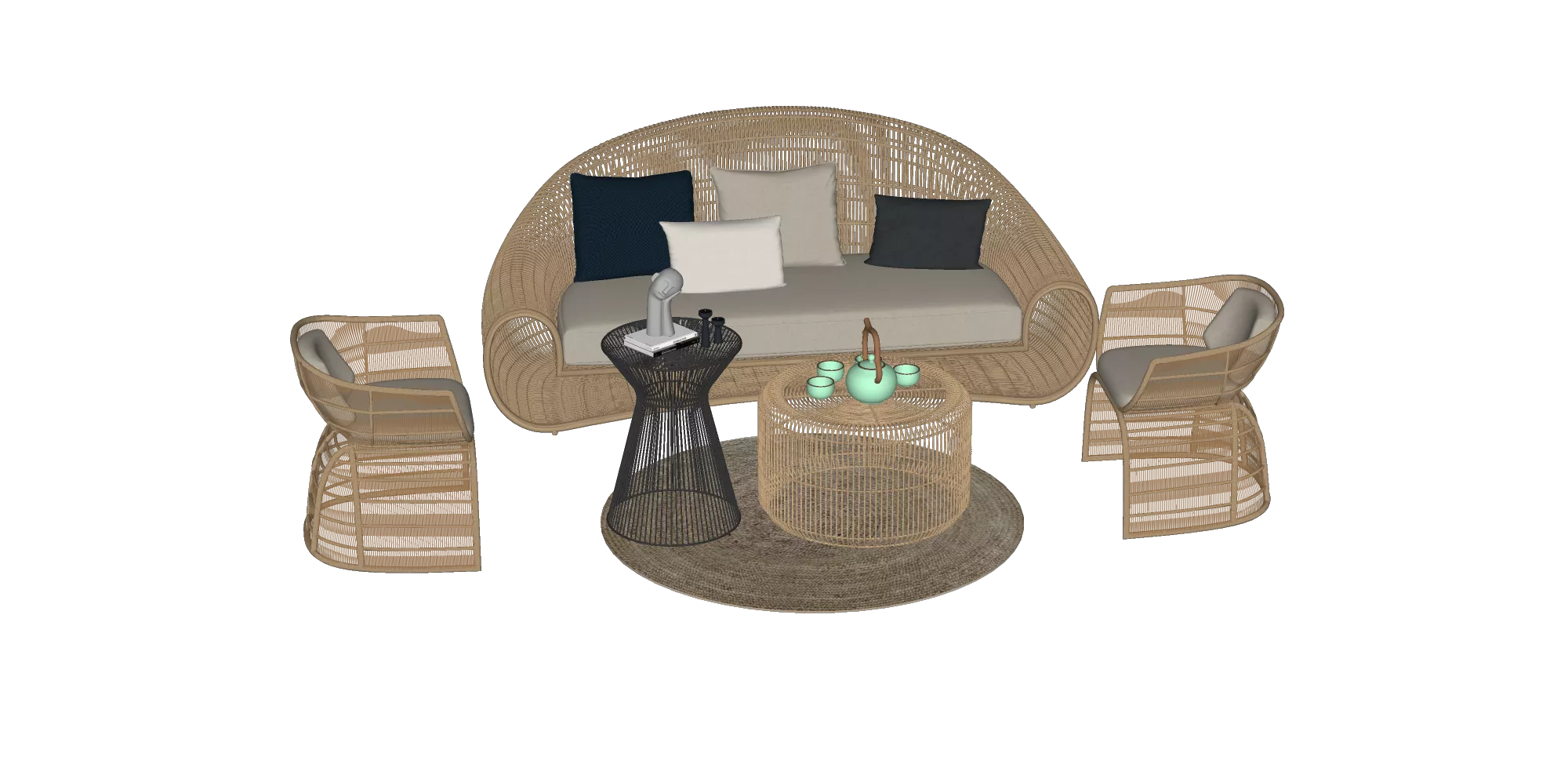 OUTDOOR EXTERIOR TABLE SETS - SKETCHUP 3D MODEL - VRAY OR ENSCAPE - ID17484