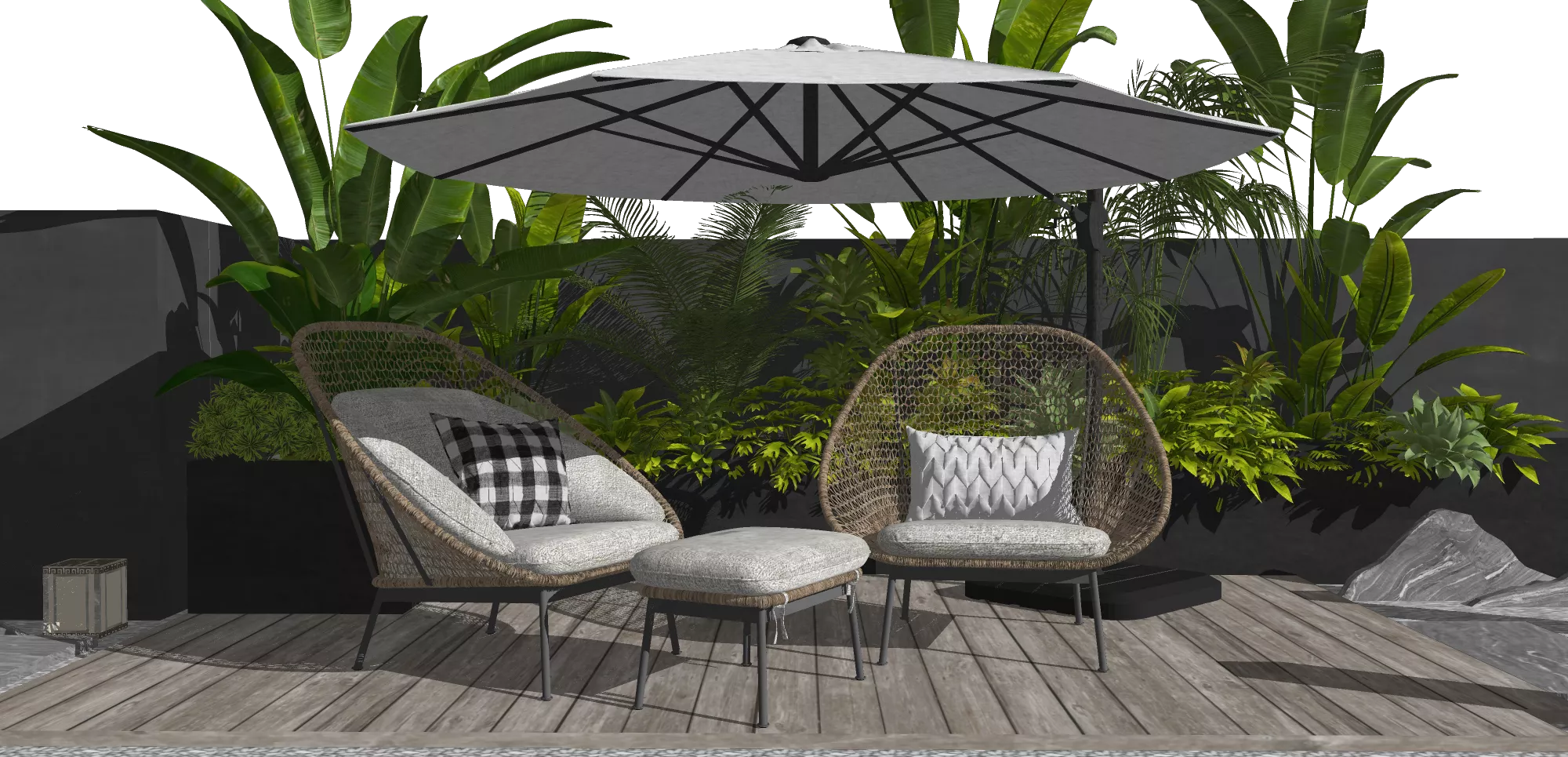 OUTDOOR EXTERIOR TABLE SETS - SKETCHUP 3D MODEL - VRAY OR ENSCAPE - ID17485