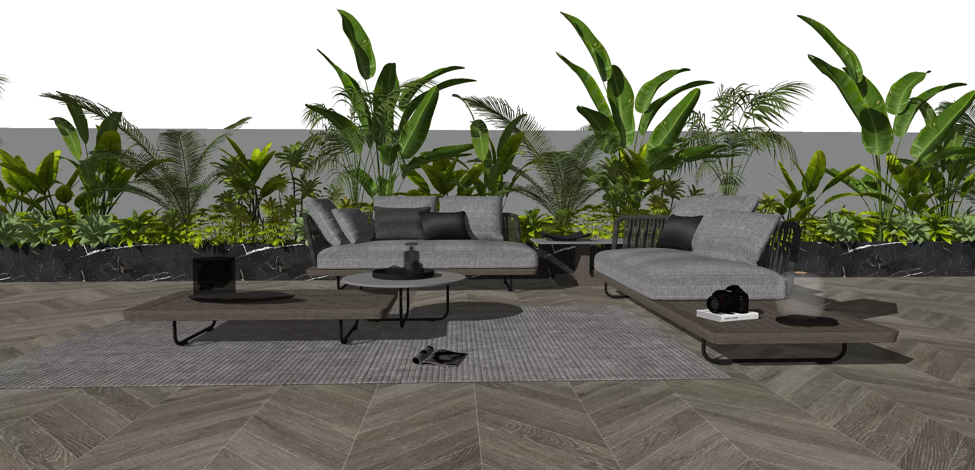 OUTDOOR EXTERIOR TABLE SETS - SKETCHUP 3D MODEL - VRAY OR ENSCAPE - ID17487