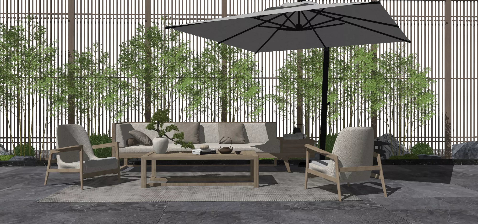 OUTDOOR EXTERIOR TABLE SETS - SKETCHUP 3D MODEL - VRAY OR ENSCAPE - ID17490