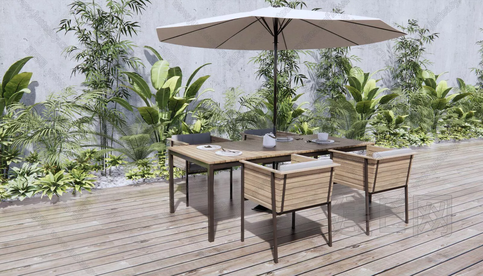 OUTDOOR OUTDOOR TABLE SET - SKETCHUP 3D MODEL - ENSCAPE - 110708158