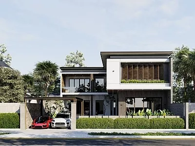 OUTDOOR VILLA EXTERIOR - SKETCHUP 3D SCENE - ENSCAPE - ID17497