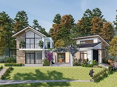 OUTDOOR VILLA EXTERIOR - SKETCHUP 3D SCENE - ENSCAPE - ID17524