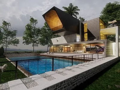 OUTDOOR VILLA EXTERIOR - SKETCHUP 3D SCENE - ENSCAPE - ID17526