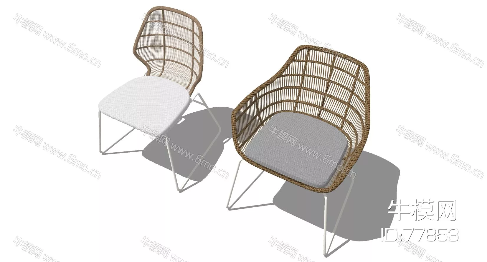 RATTAN LOUNGLE CHAIR - SKETCHUP 3D MODEL - ENSCAPE - 77853