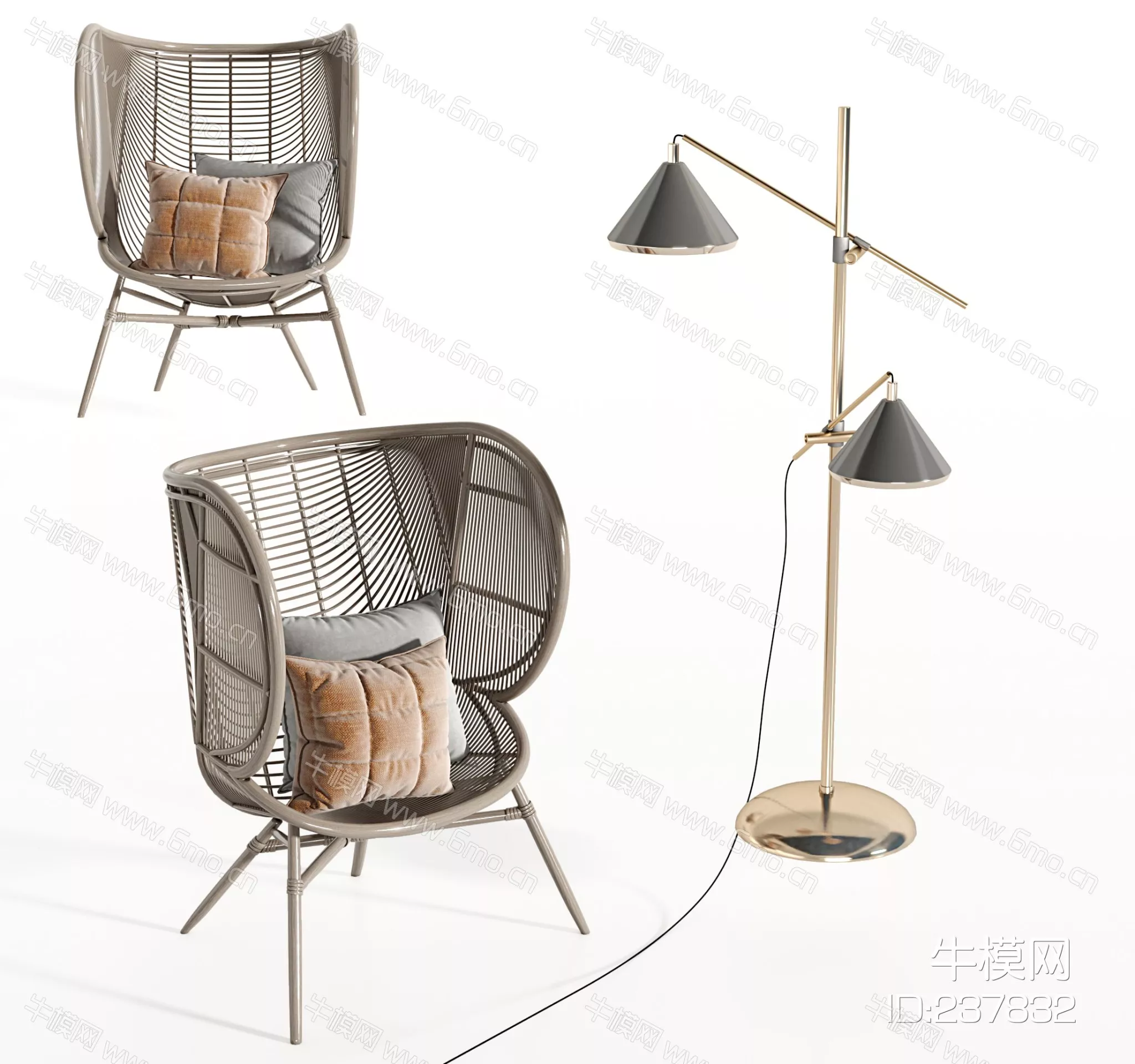 RATTAN LOUNGLE CHAIR - SKETCHUP 3D MODEL - VRAY - 237832