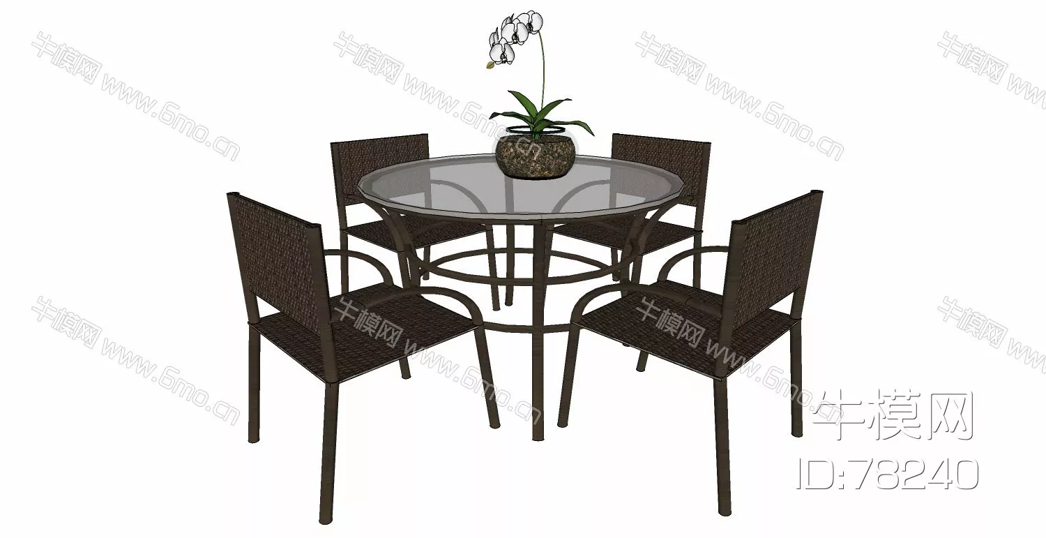 RATTAN OUTDOOR CHAIR - SKETCHUP 3D MODEL - ENSCAPE - 78240