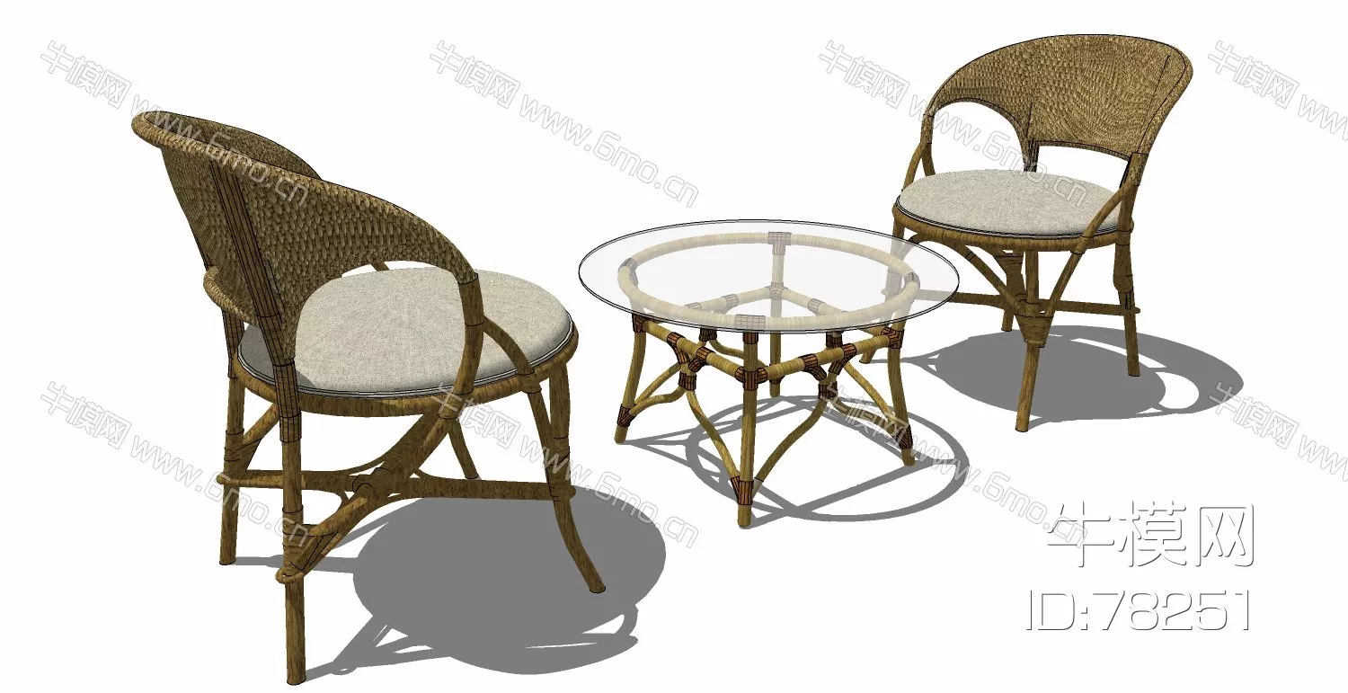 RATTAN OUTDOOR CHAIR - SKETCHUP 3D MODEL - ENSCAPE - 78251