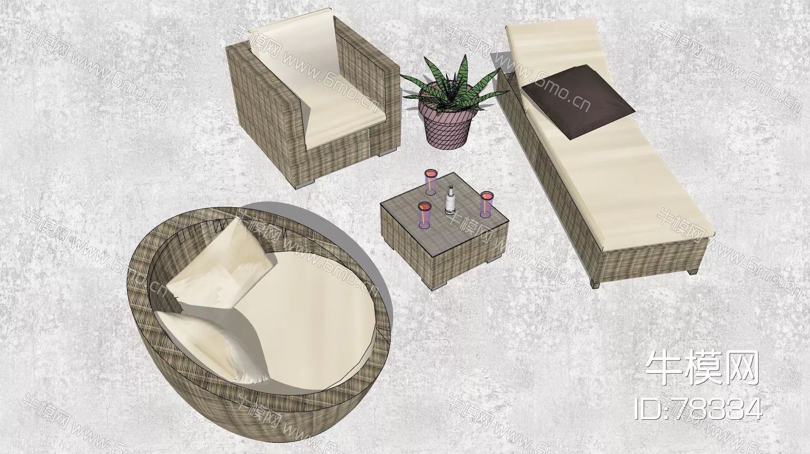 RATTAN OUTDOOR CHAIR - SKETCHUP 3D MODEL - ENSCAPE - 78334