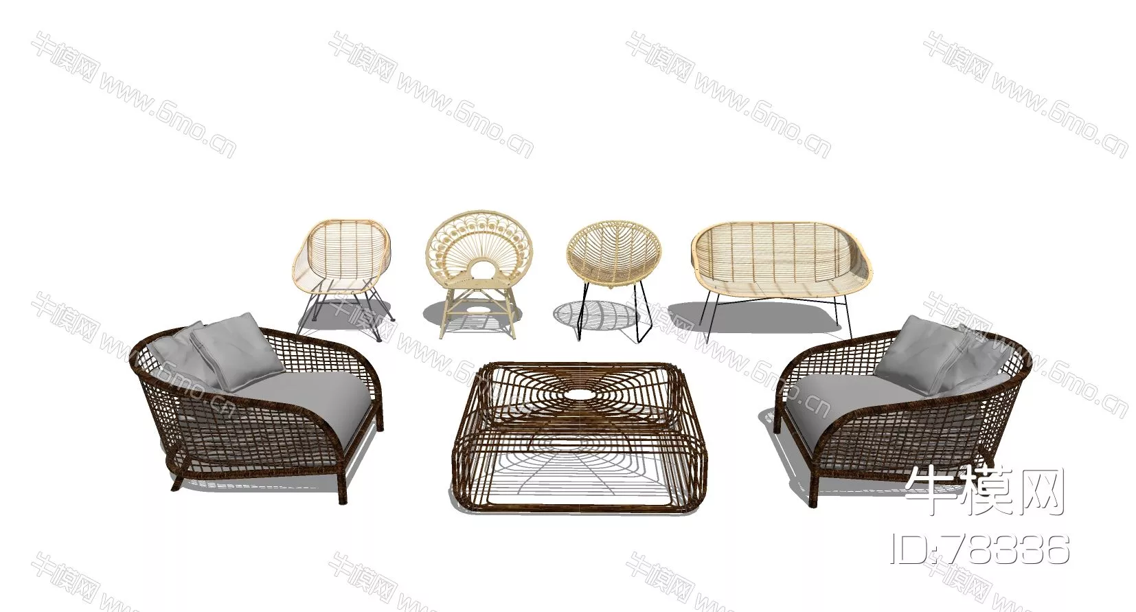 RATTAN OUTDOOR CHAIR - SKETCHUP 3D MODEL - ENSCAPE - 78336