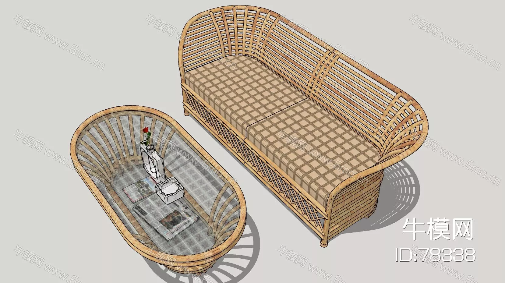 RATTAN OUTDOOR CHAIR - SKETCHUP 3D MODEL - ENSCAPE - 78338