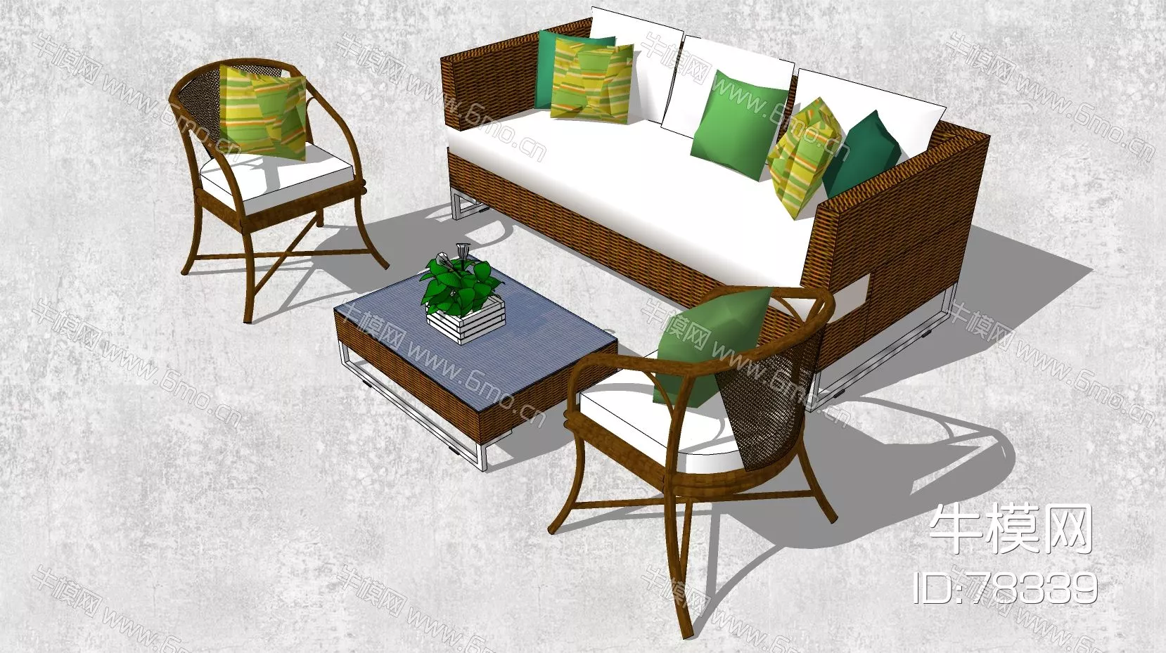 RATTAN OUTDOOR CHAIR - SKETCHUP 3D MODEL - ENSCAPE - 78339