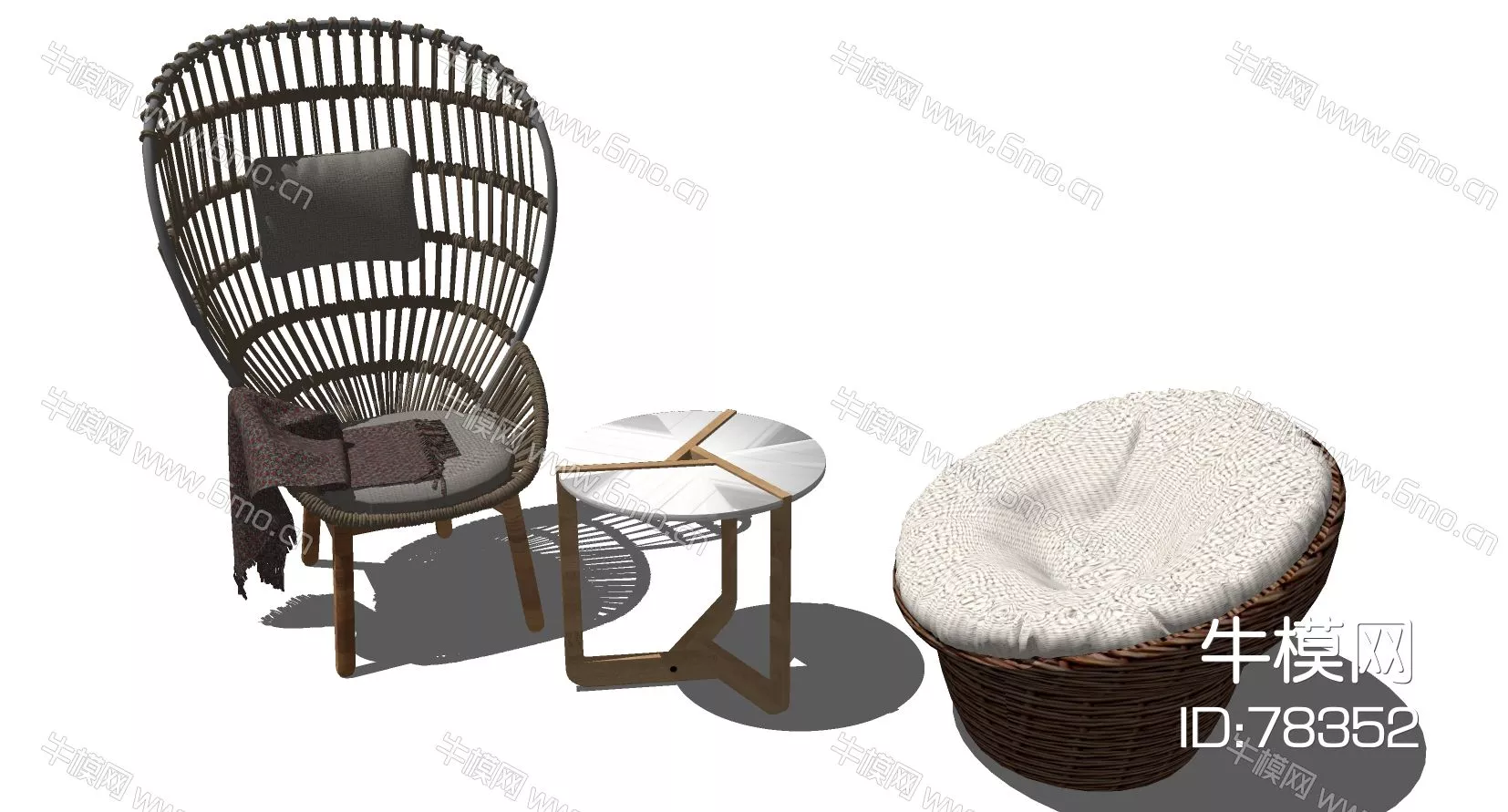 RATTAN OUTDOOR CHAIR - SKETCHUP 3D MODEL - ENSCAPE - 78352