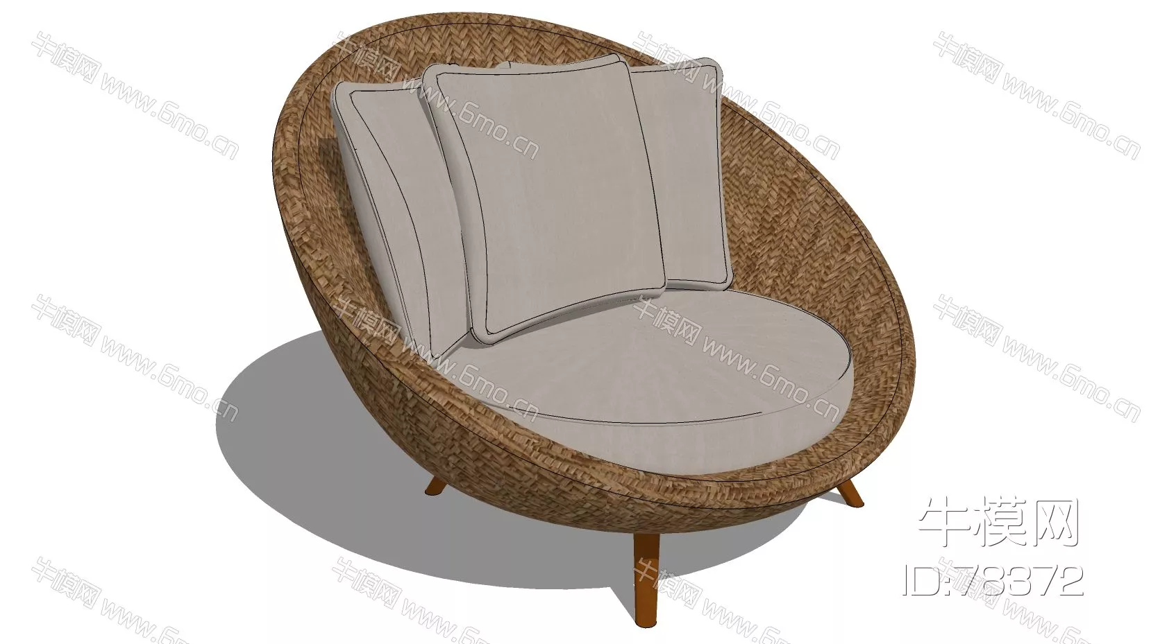 RATTAN OUTDOOR CHAIR - SKETCHUP 3D MODEL - ENSCAPE - 78372