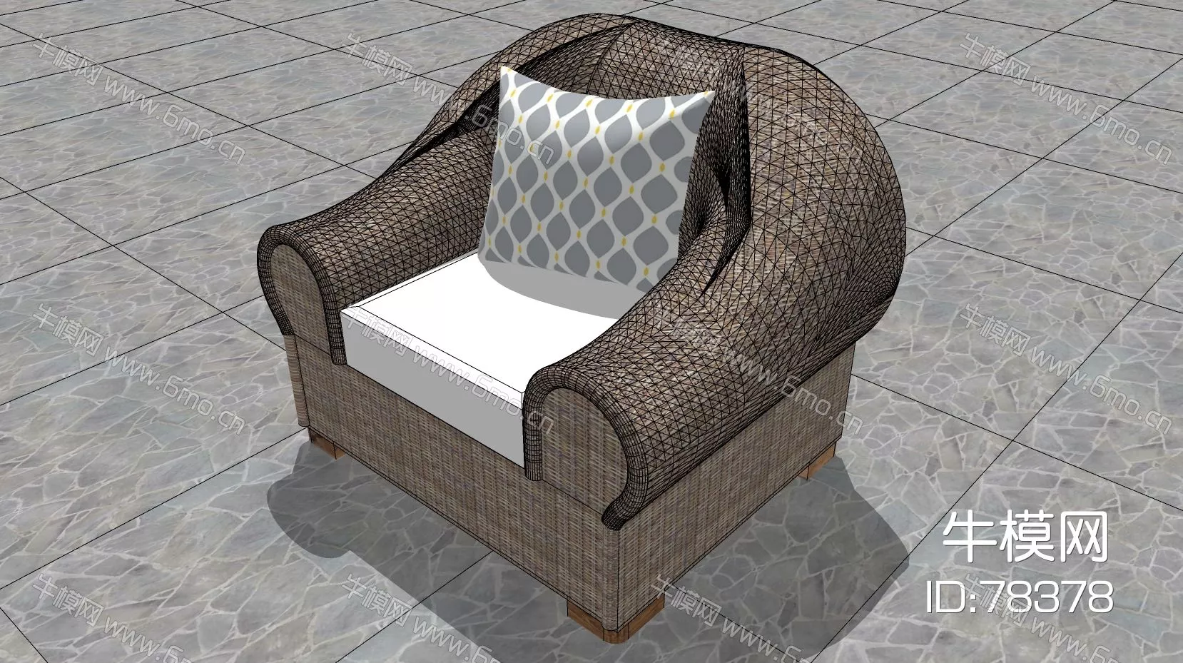 RATTAN OUTDOOR CHAIR - SKETCHUP 3D MODEL - ENSCAPE - 78378