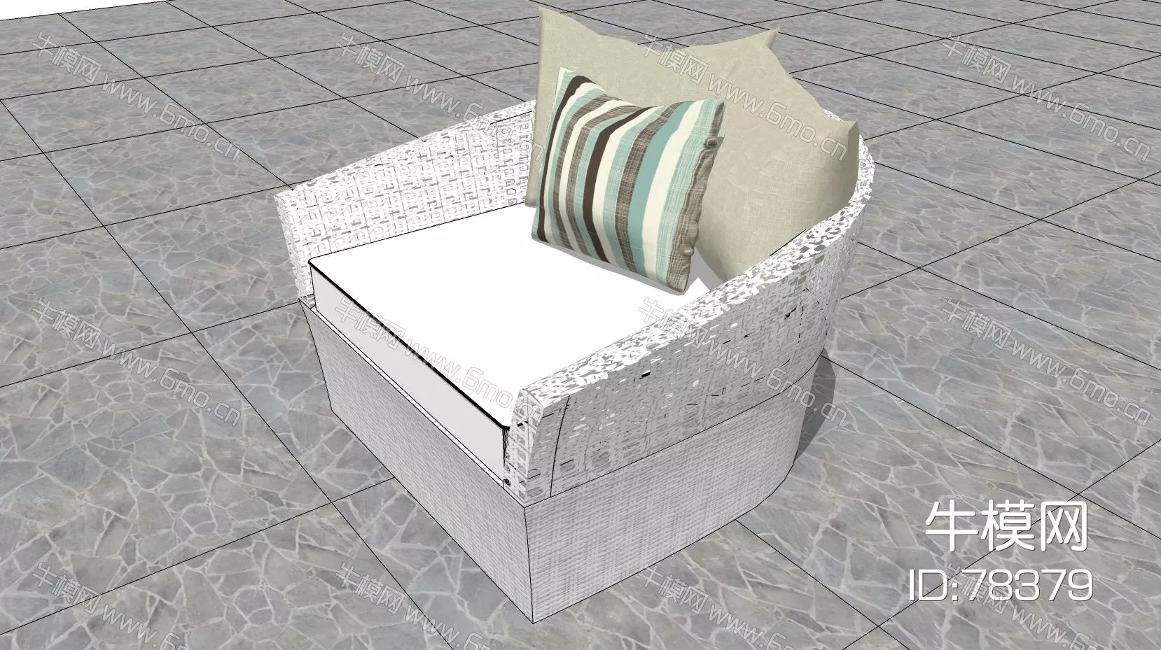 RATTAN OUTDOOR CHAIR - SKETCHUP 3D MODEL - ENSCAPE - 78379