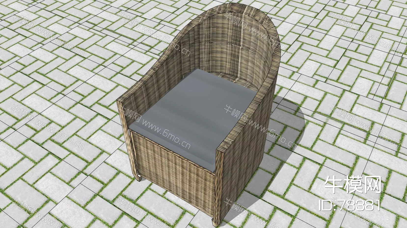 RATTAN OUTDOOR CHAIR - SKETCHUP 3D MODEL - ENSCAPE - 78381