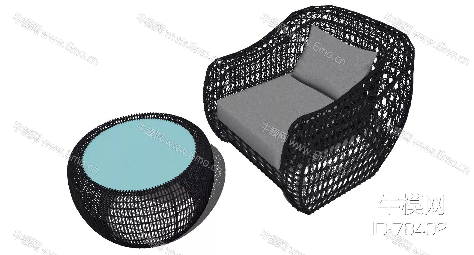 RATTAN OUTDOOR CHAIR - SKETCHUP 3D MODEL - ENSCAPE - 78402