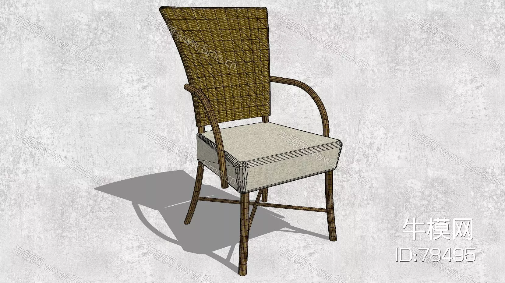 RATTAN OUTDOOR CHAIR - SKETCHUP 3D MODEL - ENSCAPE - 78495