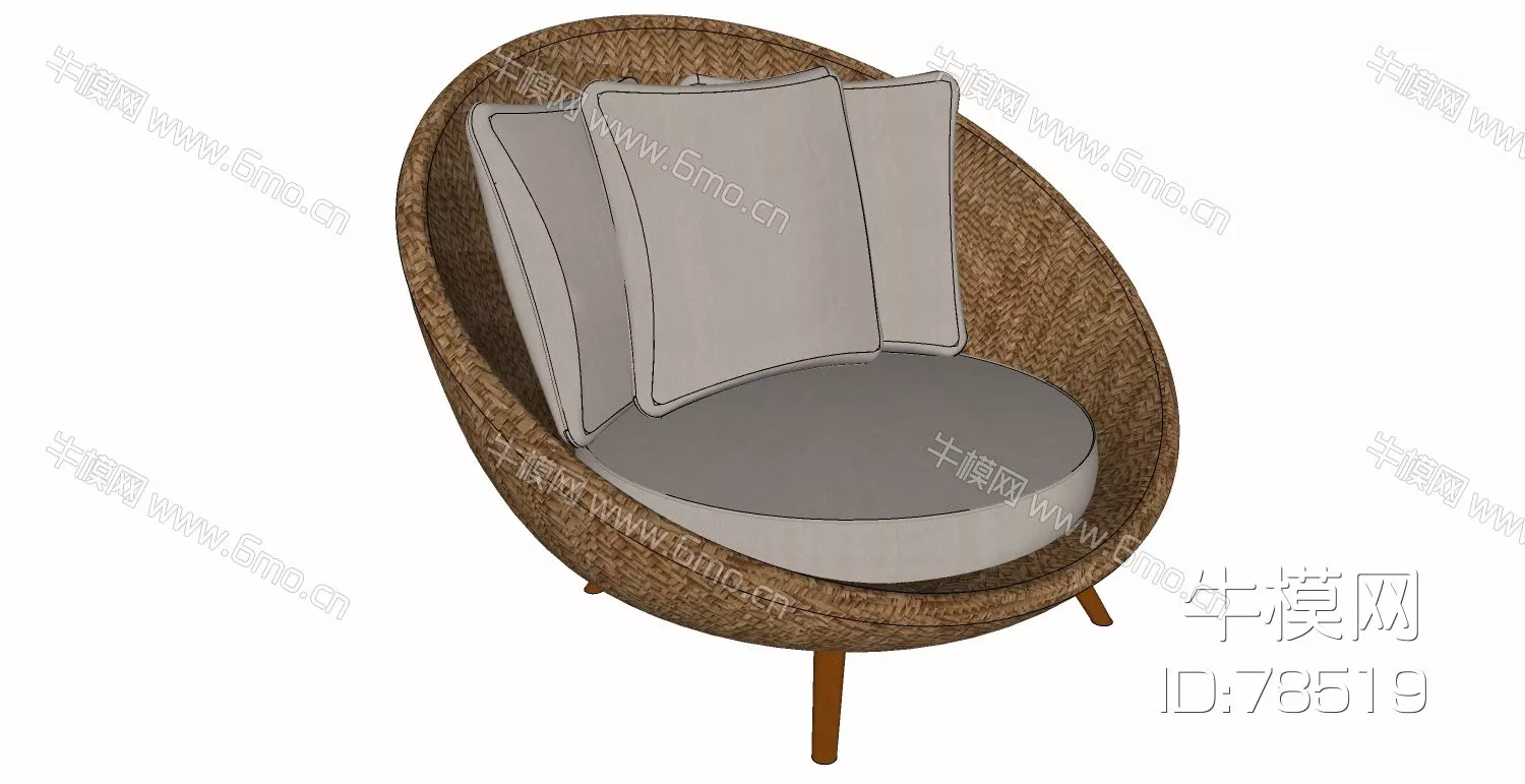 RATTAN OUTDOOR CHAIR - SKETCHUP 3D MODEL - ENSCAPE - 78519