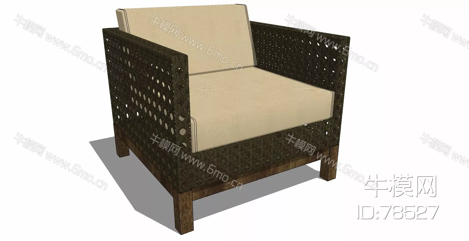 RATTAN OUTDOOR CHAIR - SKETCHUP 3D MODEL - ENSCAPE - 78527