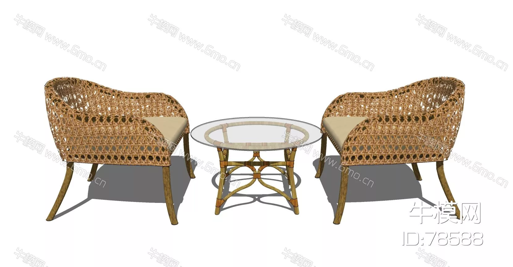 RATTAN OUTDOOR CHAIR - SKETCHUP 3D MODEL - ENSCAPE - 78588