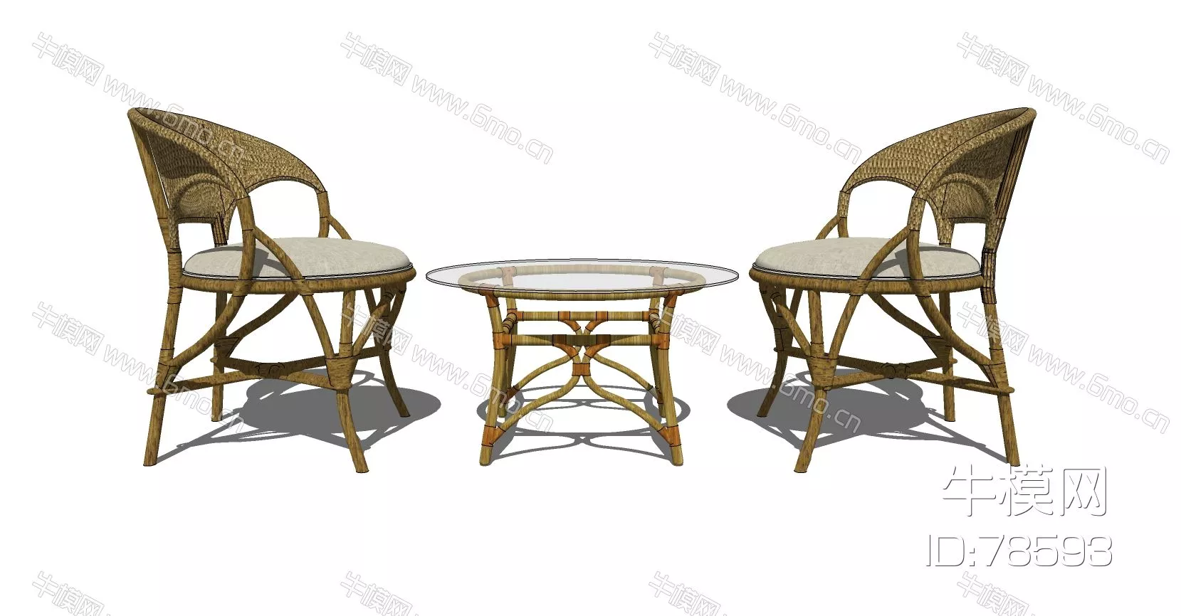 RATTAN OUTDOOR CHAIR - SKETCHUP 3D MODEL - ENSCAPE - 78593